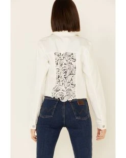 Shyanne Women's Crochet Back Button-Down Crop Jacket