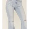 Shyanne Women's Destructed Knee Super Flare Leg Jeans