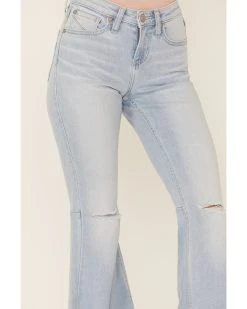 Shyanne Women's Destructed Knee Super Flare Leg Jeans