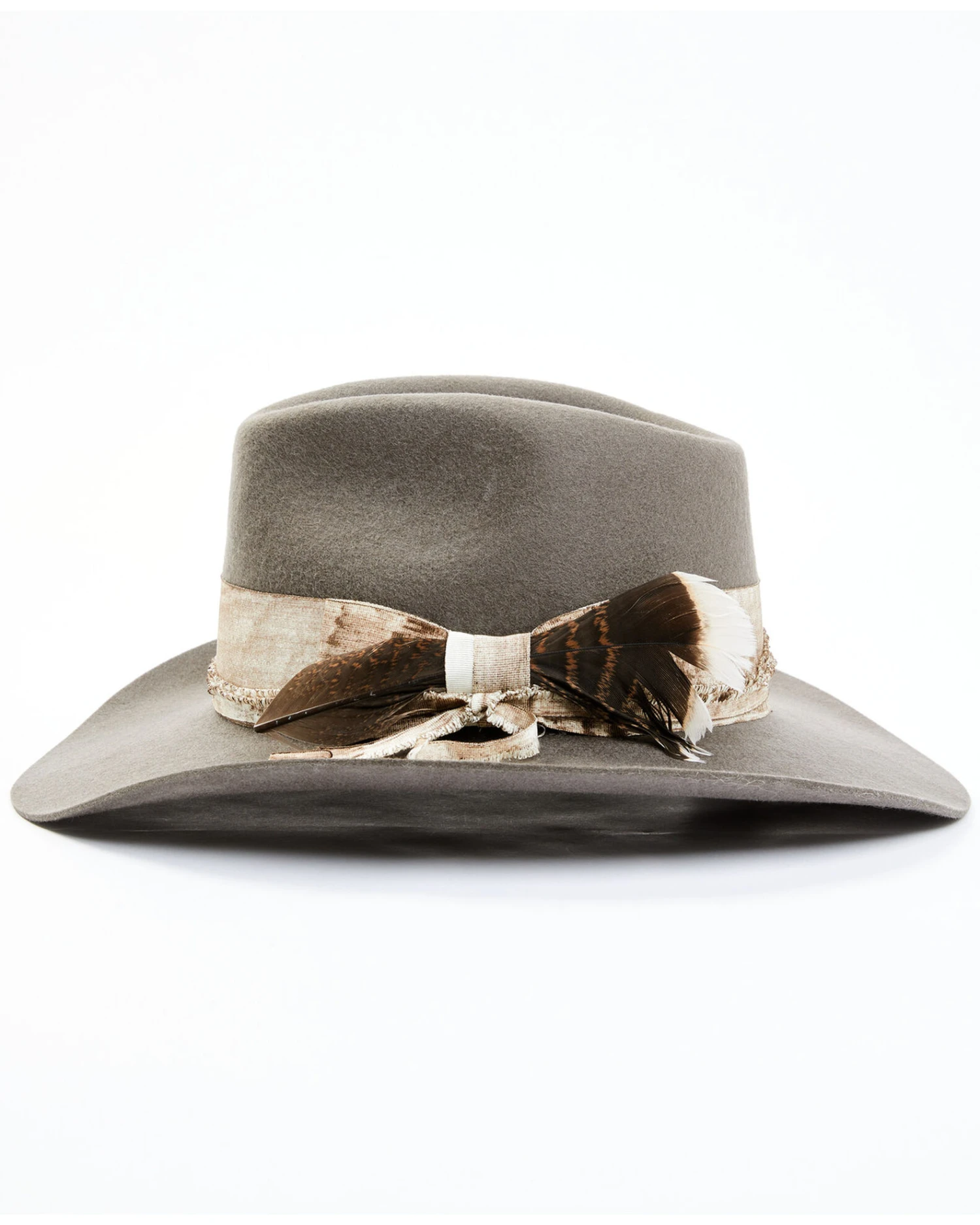 Shyanne Women's Distressed Mirando Ribbon Band Wool Felt Western Hat - Image 3