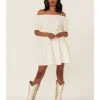Shyanne Women's Eyelet Off Shoulder Side Button Mini Dress 