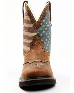 Shyanne Women's Glory Stars & Stripes Shaft Leather Western Boots - Wide Round Toe