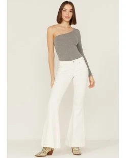 Shyanne Women's Mr. Flare Mid Rise White Cloud Dancer Flare Jeans