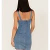 Shyanne Women's Light Wash Lace-Up Denim Mini Dress