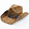 Shyanne Women's Plumazles Brown Leaf Band Raffia Straw Western Hat 
