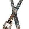 Shyanne Women's Copper Distressed Croc Turquoise & Rhinestone Bling Belt