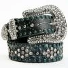 Shyanne Women's Silver Distressed Croc Turquoise & Rhinestone Bling Belt