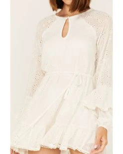 Shyanne Women's Eyelet Lace Long Sleeve Mini Dress