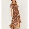 Shyanne Women's Floral Print Off-Shoulder Ruffle Maxi Dress