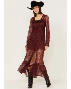 Shyanne Women's Floral Lace Duster Dress