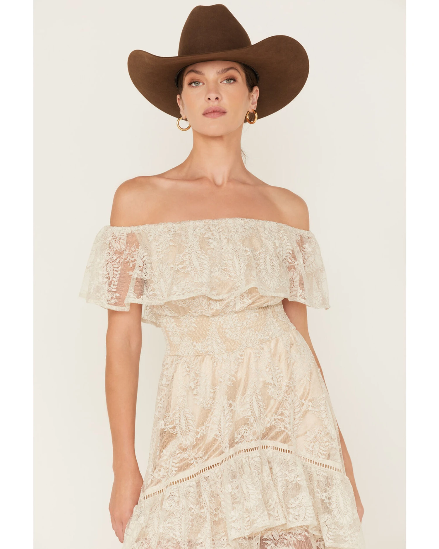 Shyanne Women's Off-Shoulder Tiered Lace Dress