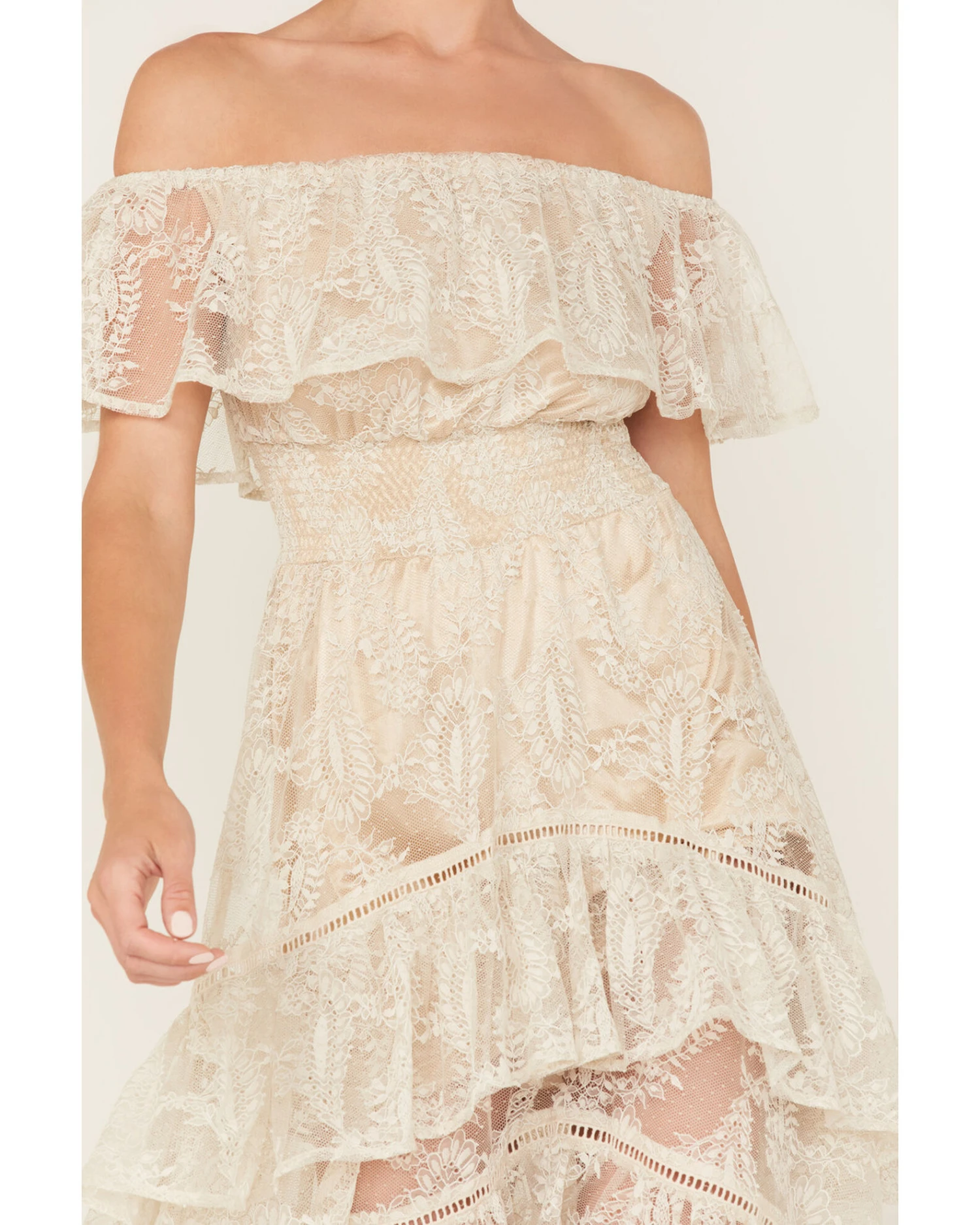 Shyanne Women's Off-Shoulder Tiered Lace Dress - Image 3