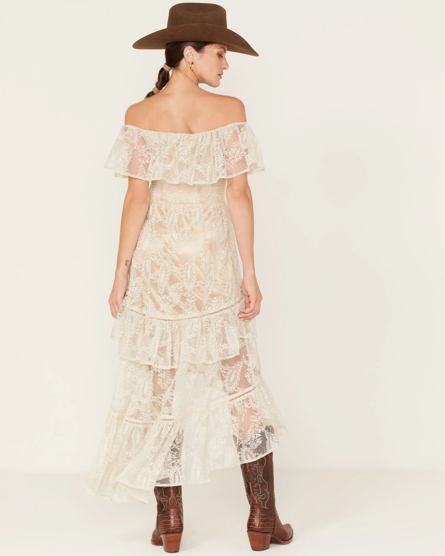 Shyanne Women's Off-Shoulder Tiered Lace Dress - Image 2