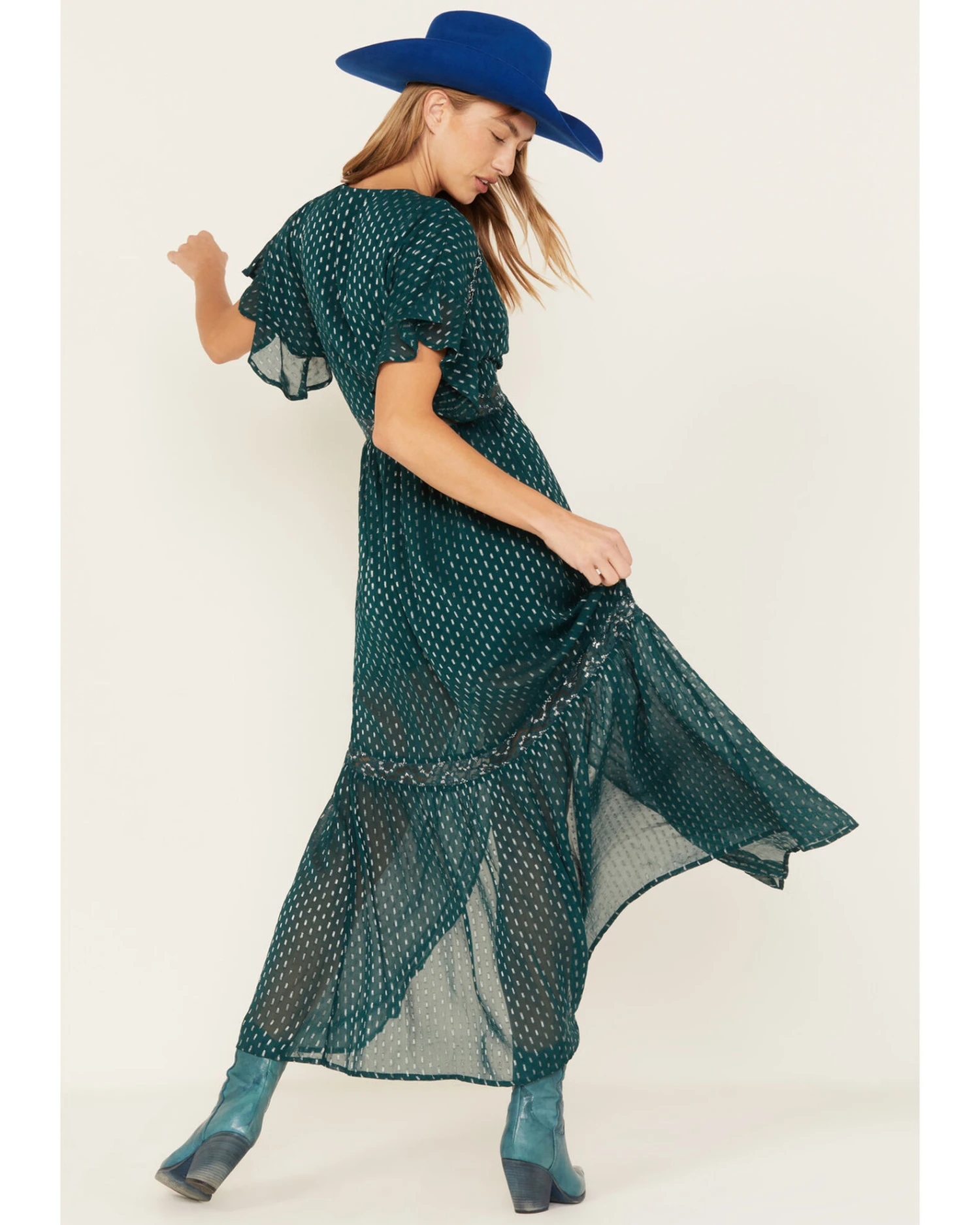 Shyanne Women's Metallic Clip Dot Bohemian Dress - Image 4