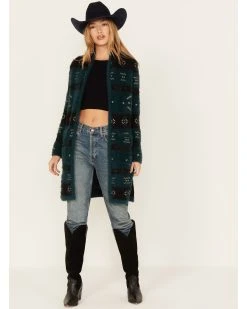 Shyanne Women's Southwestern Eyelash Knit Cardigan
