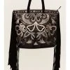 Shyanne Women's Velvet Embroidered Beaded & Fringe Tote Handbag