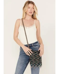 Shyanne Women's Teal Glass Beaded Crossbody Handbag