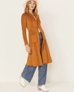 Shyanne Women's Faux Suede Crochet Duster Jacket