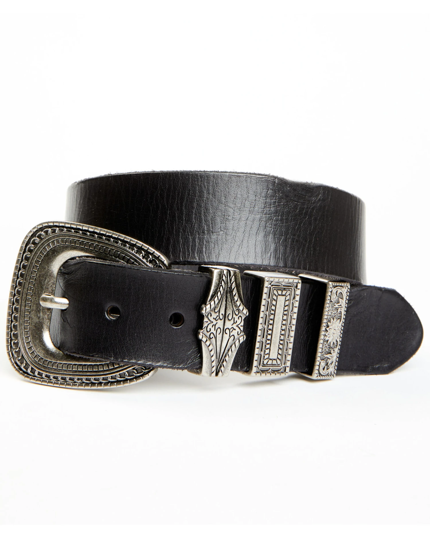 Shyanne Women's Black Triple Keeper Leather Belt