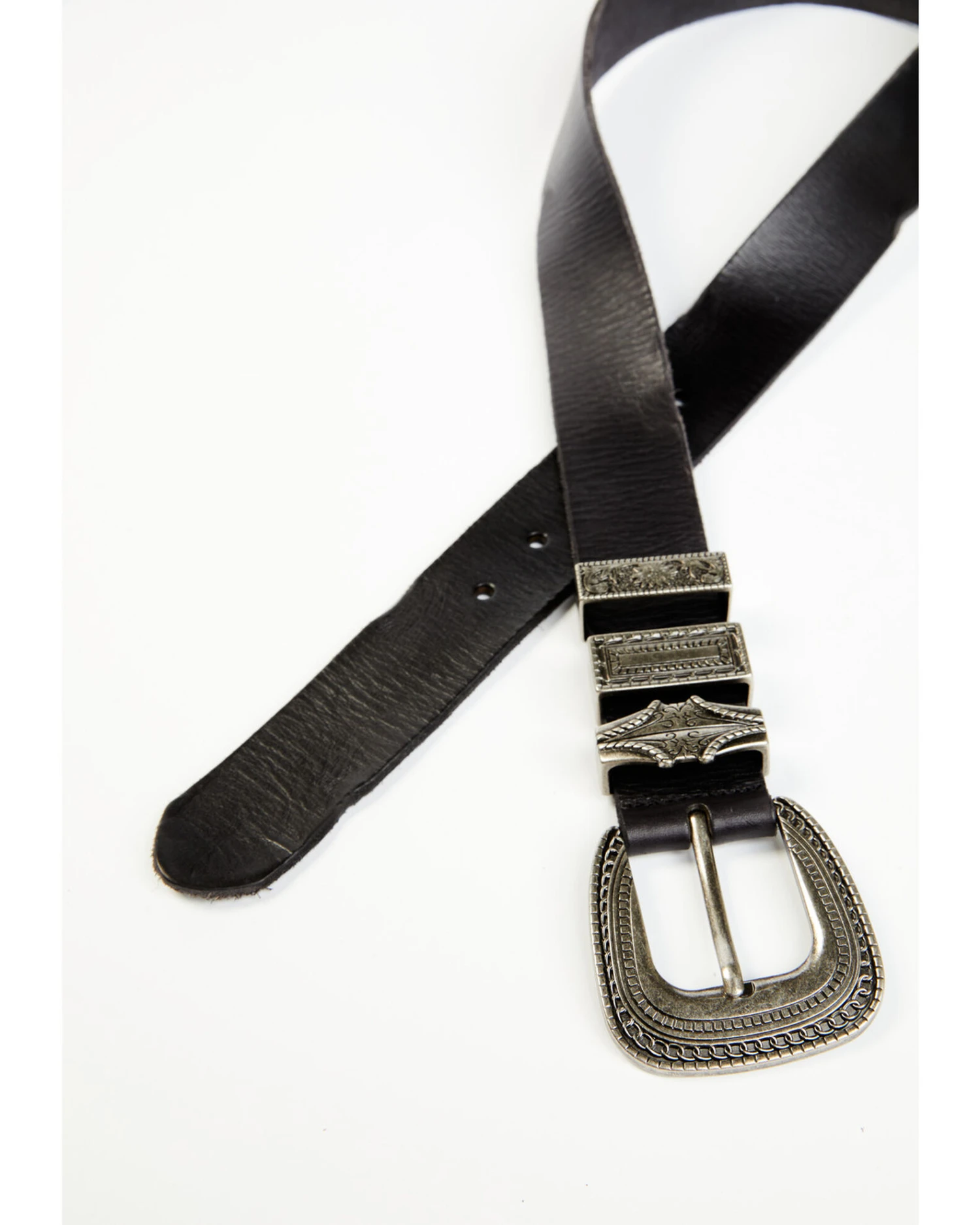 Shyanne Women's Black Triple Keeper Leather Belt - Image 2