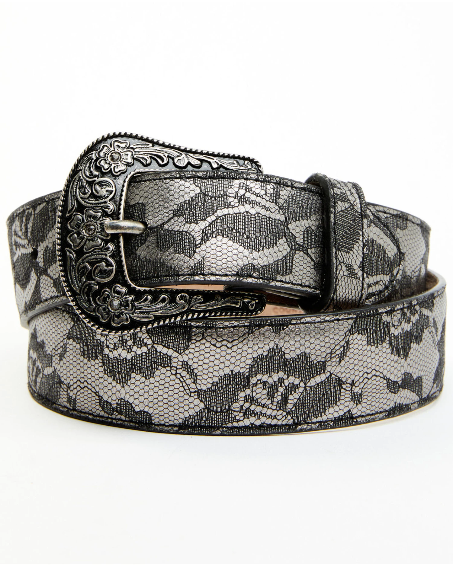 Shyanne Women's Silver Floral Lace Belt - Image 2
