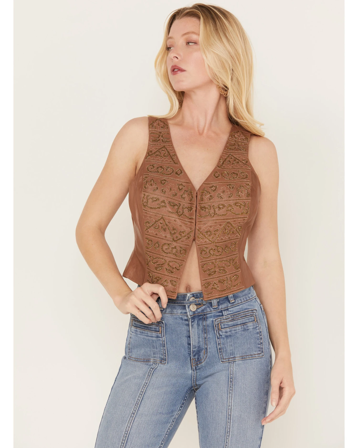 Shyanne Women's Embellished Leather Vest - Image 3