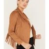 Shyanne Women's Crop Fringe Faux Suede Jacket
