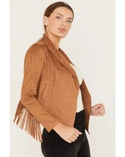 Shyanne Women's Crop Fringe Faux Suede Jacket