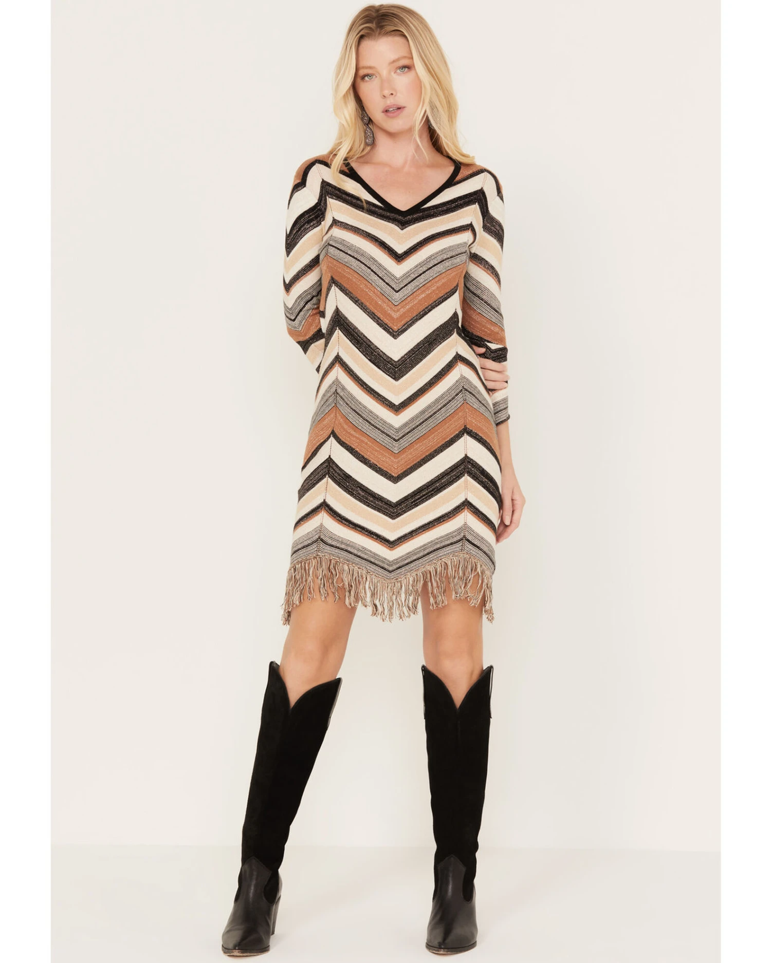 Shyanne Women's Zig Zag Fringe Sweater Dress - Image 2