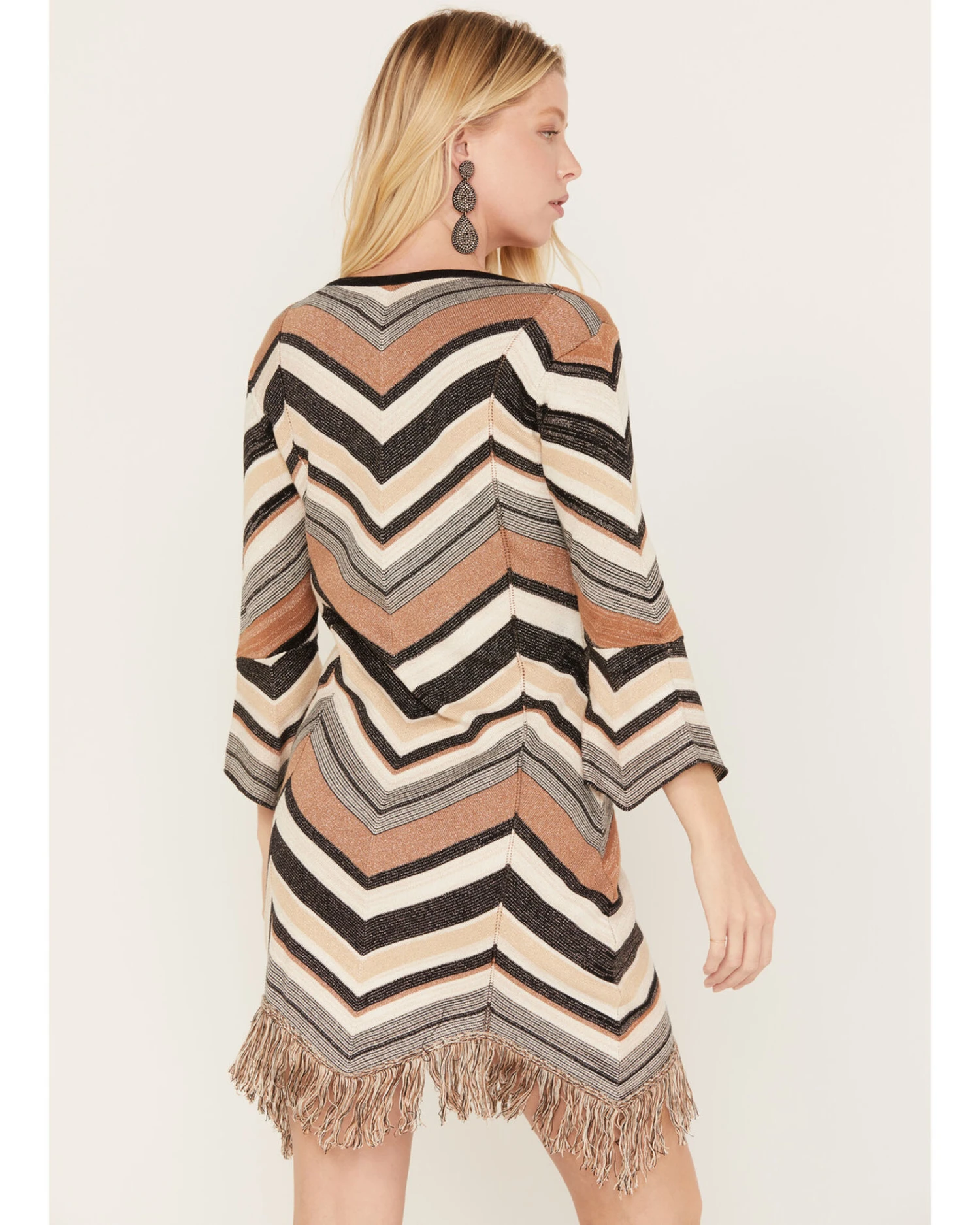 Shyanne Women's Zig Zag Fringe Sweater Dress - Image 3