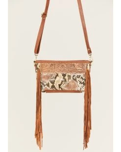 Shyanne Women's Snake Print Fringe Crossbody