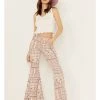Shyanne Women's High Rise Paisley Americana Print Flare Jeans