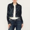 Shyanne Women's Printed Cropped Frayed Jacket