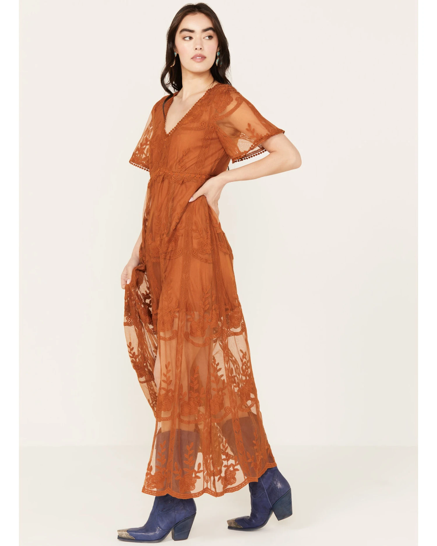 Shyanne Women's Floral Lace Split Leg Maxi Dress - Image 2